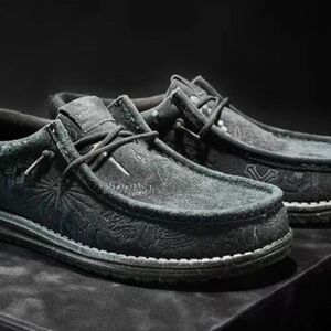 Jelly Roll Hey Dude Black Embossed Loafers